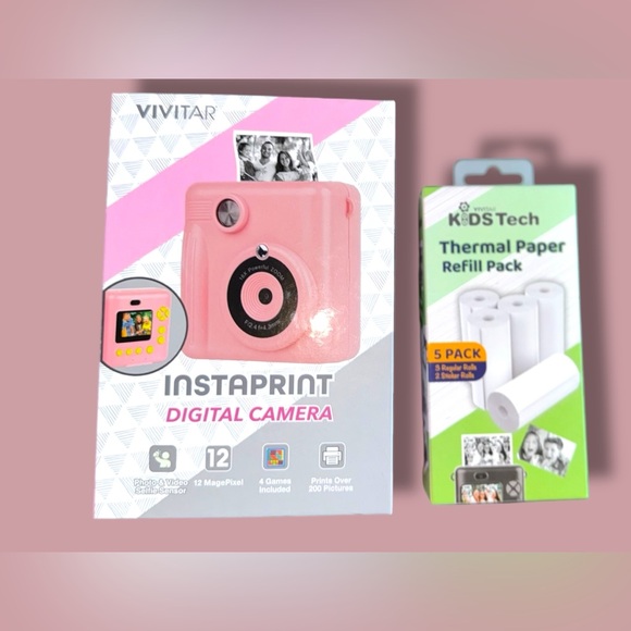 Vivitar InstaPrint Pink Digital Camera & Extra Rolls of Printing Paper New NIB - Picture 1 of 16